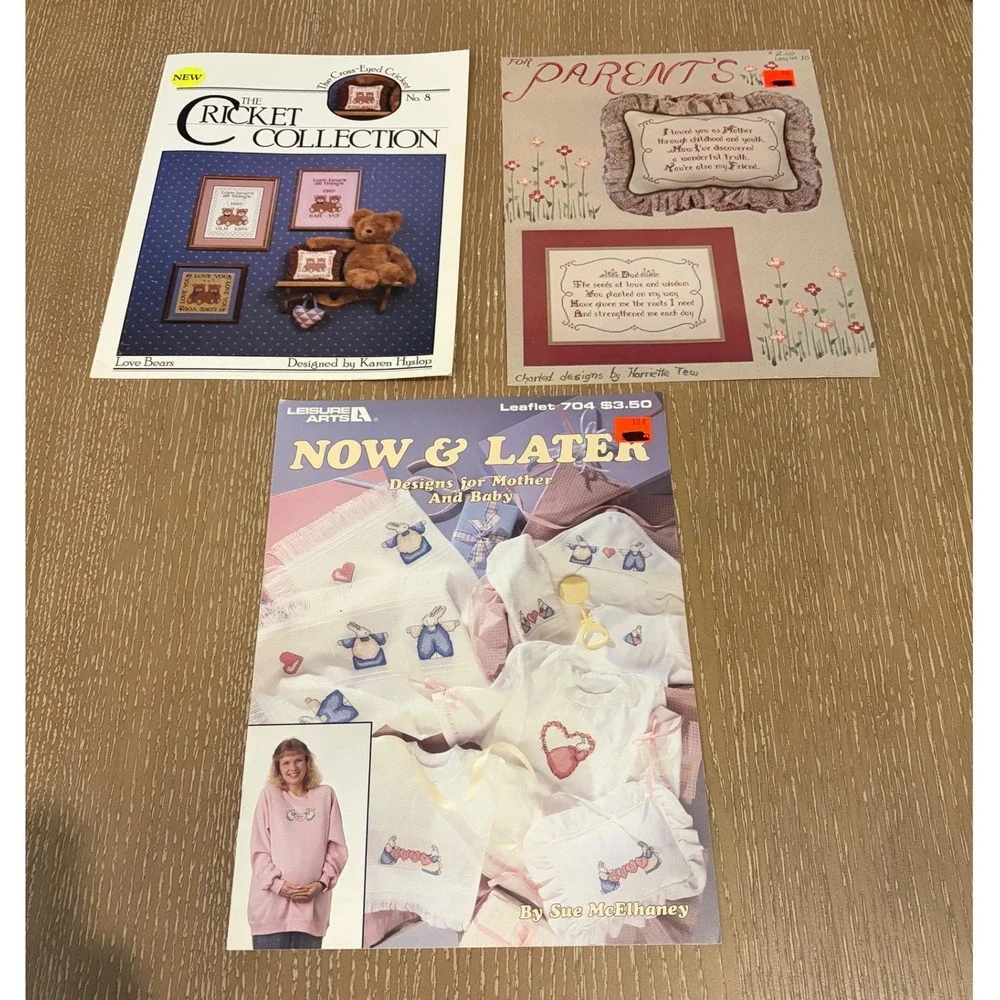 Vintage Cross Stitch Pattern Book Lot Cricket Collection Parents Now  Later Baby
